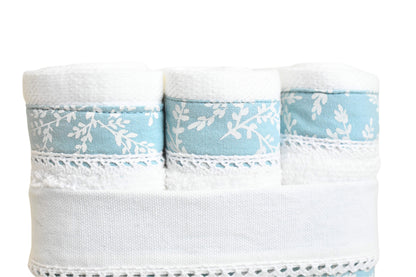 Ferns - Turquoise ( Cordinated Basket of 6 Face Towels )