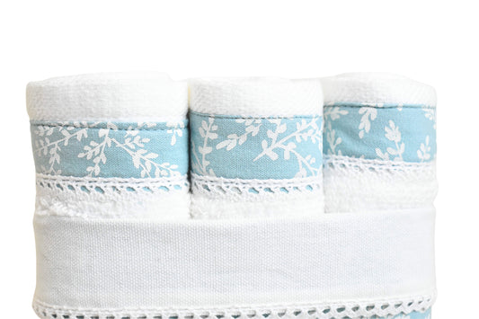 Ferns - Turquoise ( Cordinated Basket of 6 Face Towels )