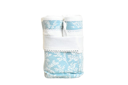 Ferns - Turquoise ( Cordinated Basket of 6 Face Towels )