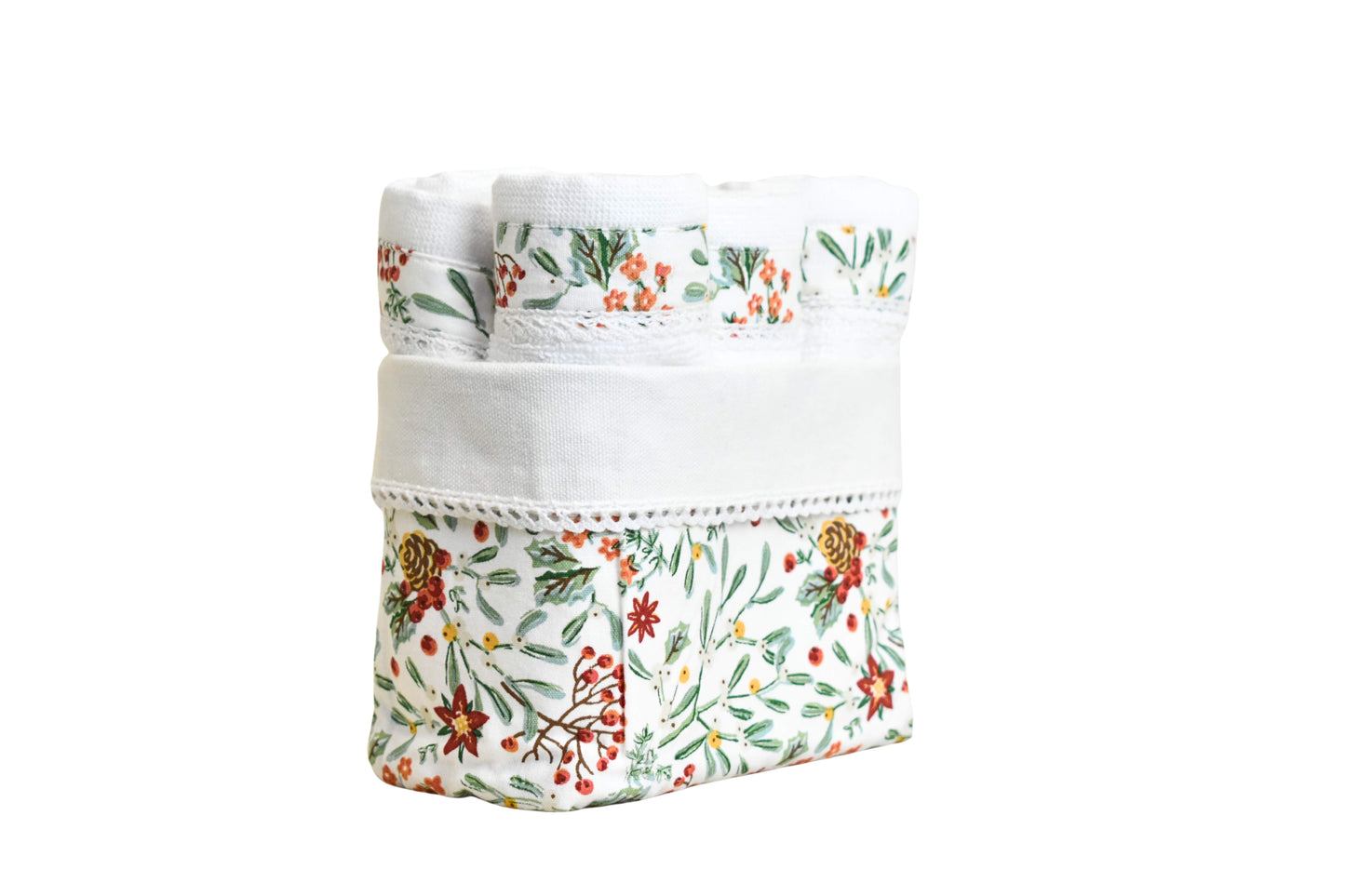 Flora - White ( Cordinated Basket of 6 Face Towels )