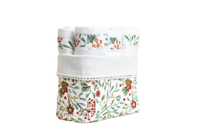 Flora - White ( Cordinated Basket of 6 Face Towels )