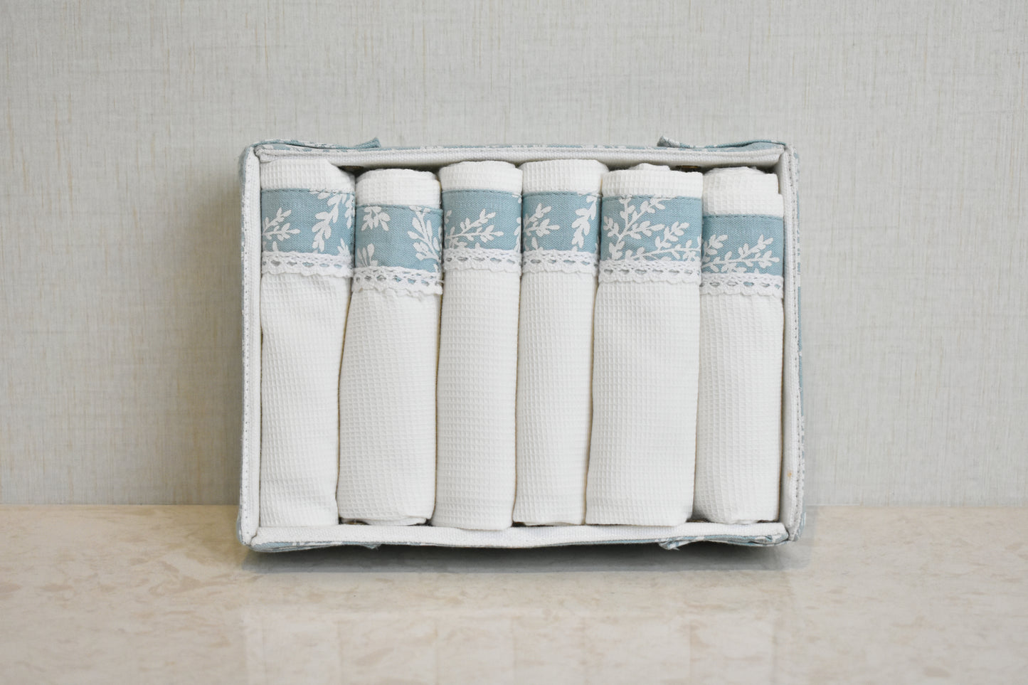 Ferns - Turquoise ( Cordinated tray of 6 Napkins )