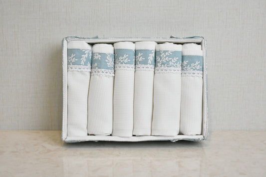 Ferns - Turquoise ( Cordinated tray of 6 Napkins )