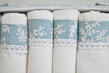 Ferns - Turquoise ( Cordinated tray of 6 Napkins )